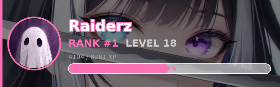 Rank card showing a member's rank, level and XP progress